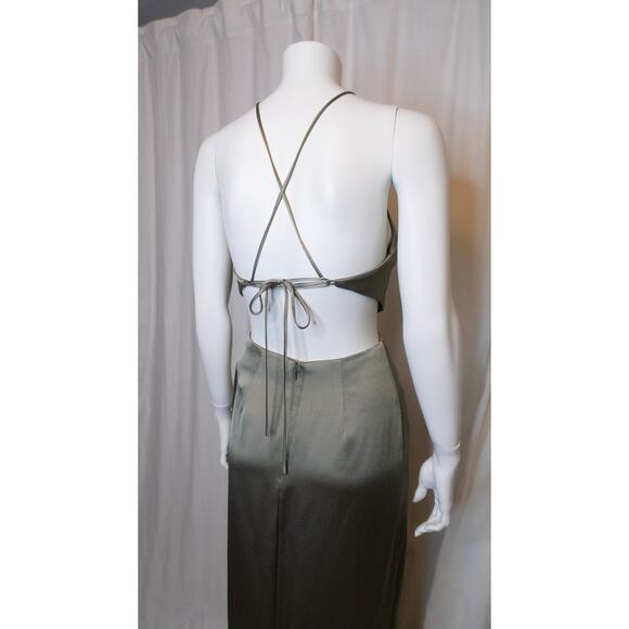 JENNY YOO 'Kendra' Satin Gown in Moss Sage Green NWT US 6 - Picture 8 of 11